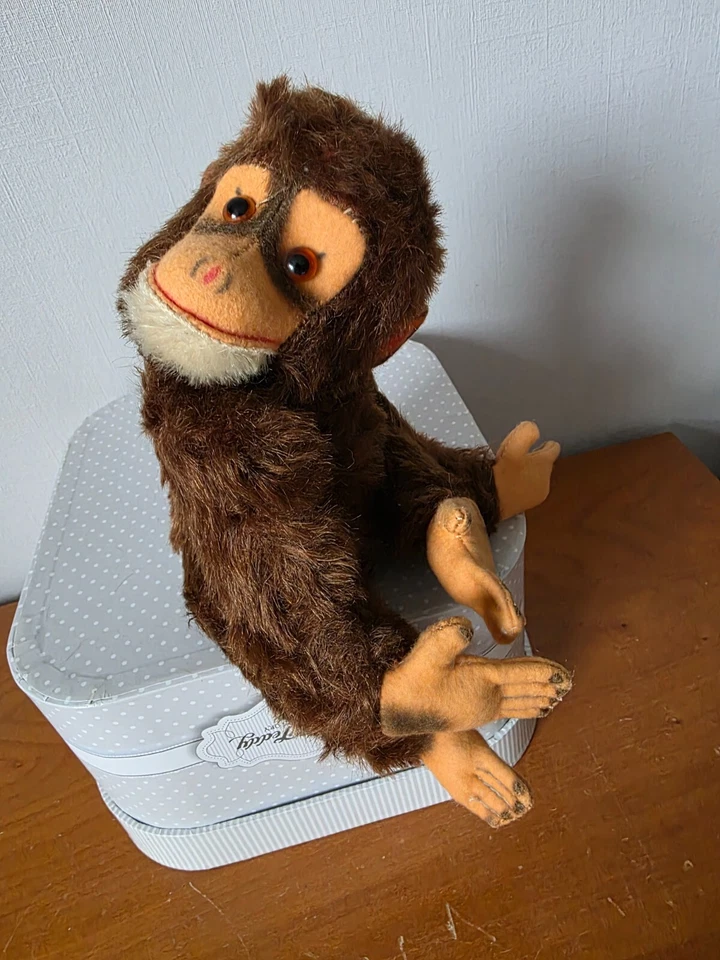 SINGE ANCIEN MOHAIR FEUTRE ARTICULE YEUX VERRE POUET 25 CM SCHUC0 ? - Photo 4/4