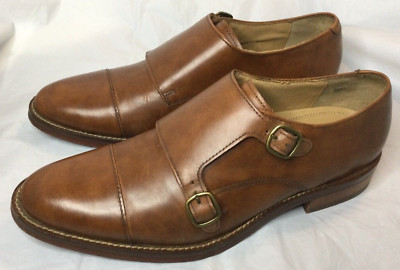 Cole Haan British Tan Brown Leather Double Monk Strap Cap 