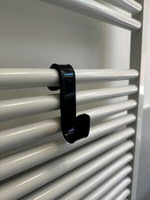 Coppia 2 Appendini S Gancio Termoarredo Plexiglass Nero Bagno Scalda Salviette
