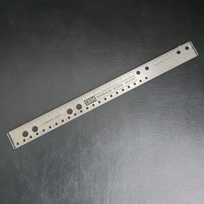 Vintage Ruler IBM INFORMATION RECORDS DIVISION Metal Silver 15''  #457068