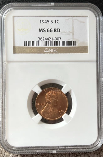 1945 S Lincoln Cent MS 66 RD