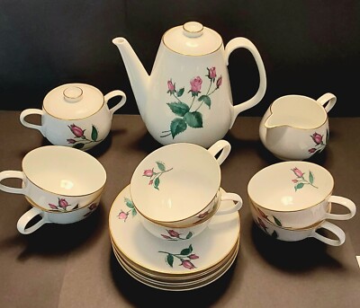 Vintage Easterling Bavarian China Coffee Set -''Radiance'' Pink Rose Buds - 1952