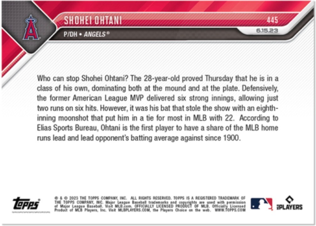 PSA10 topps now 2023 #445 ohtani 大谷翔平①
