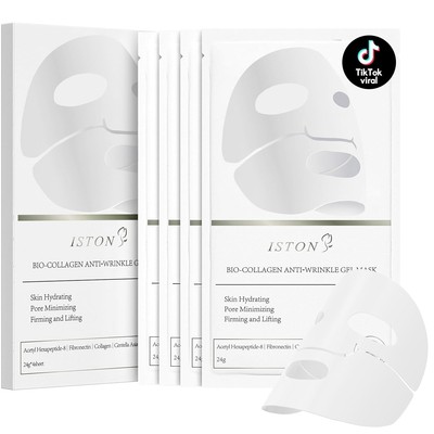 ISTON 4 Pack Deep Collagen Face Mask - Real 4 Count (Pack of 1), White 