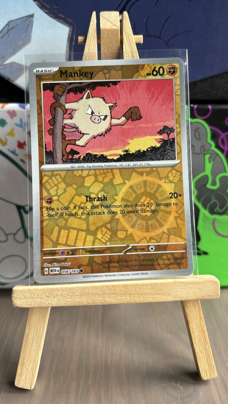 Pokemon Mankey 056/165 Sv: Scarlet & Violet 151 Reverse Holo NM Near Mint