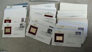 Lot of 28 USPS 24Kt Gold FDC Golden Replicas of United States Stamps w/ Cards