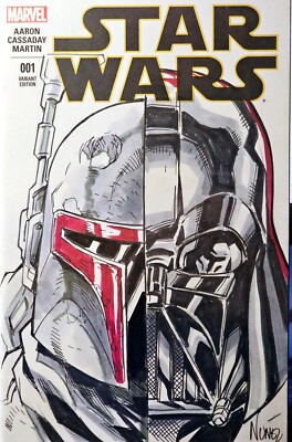 Star Wars #1 Blank 2015 CGC 9.8 Darth Vader & Boba Fett sketch by