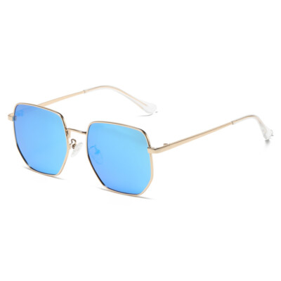 Hexagon Polarized Sunglasses Retro Square Metal Frame Sun  display picture 3