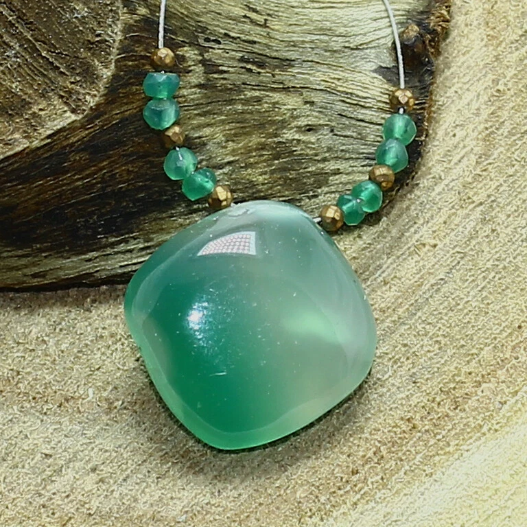 Cuentas cuadradas lisas de ónix verde pirita de ónix briolette piedras preciosas sueltas naturales Foto 2 de 3