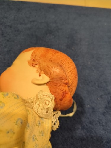 Porcelain Baby Doll in Frilly Dress Hand Made 15” Doll Vintage - Picture 15 of 22