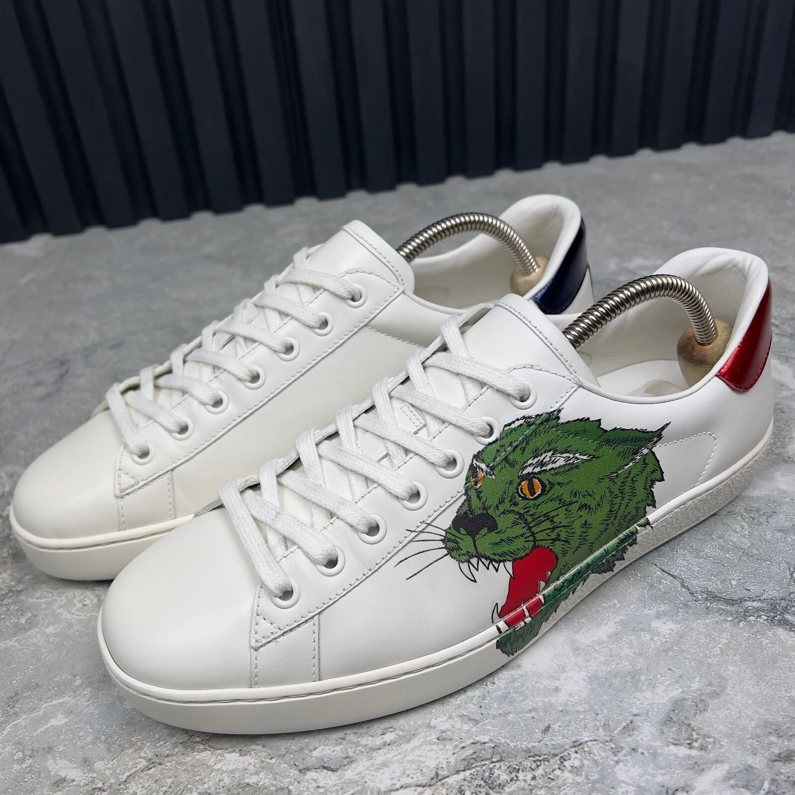 Baskets basses Gucci Ace imprimé panthère cuir blanc 7,5 G ou 8 US 41,