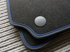 DeLuxe Velour Fußmatten für Peugeot 206 CC Cabrio + NUBUKBAND SCHWARZ/BLAU + NEU
