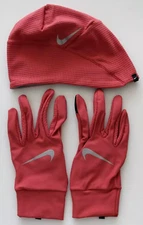 Nike Essential Running Beanie Hat & Glove Set Men's L/XL Adobe/Silver