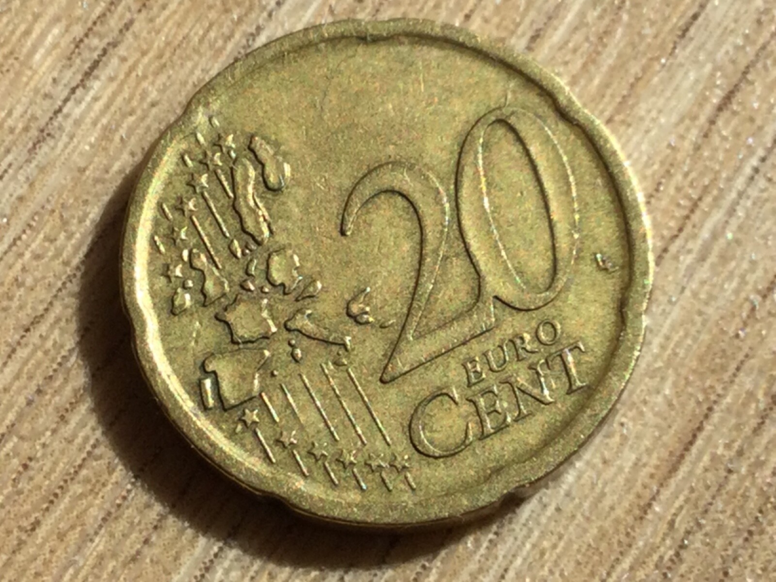 Assez rare, Pièce de 20 centimes d’euro, Espagne (Cervantès) , 1999