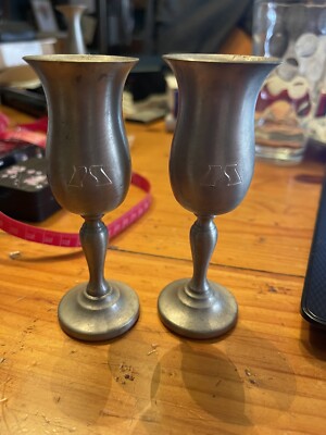 Set Of 2 Preisner #230 4-1/2  Tall Pewter Goblets/Cordials