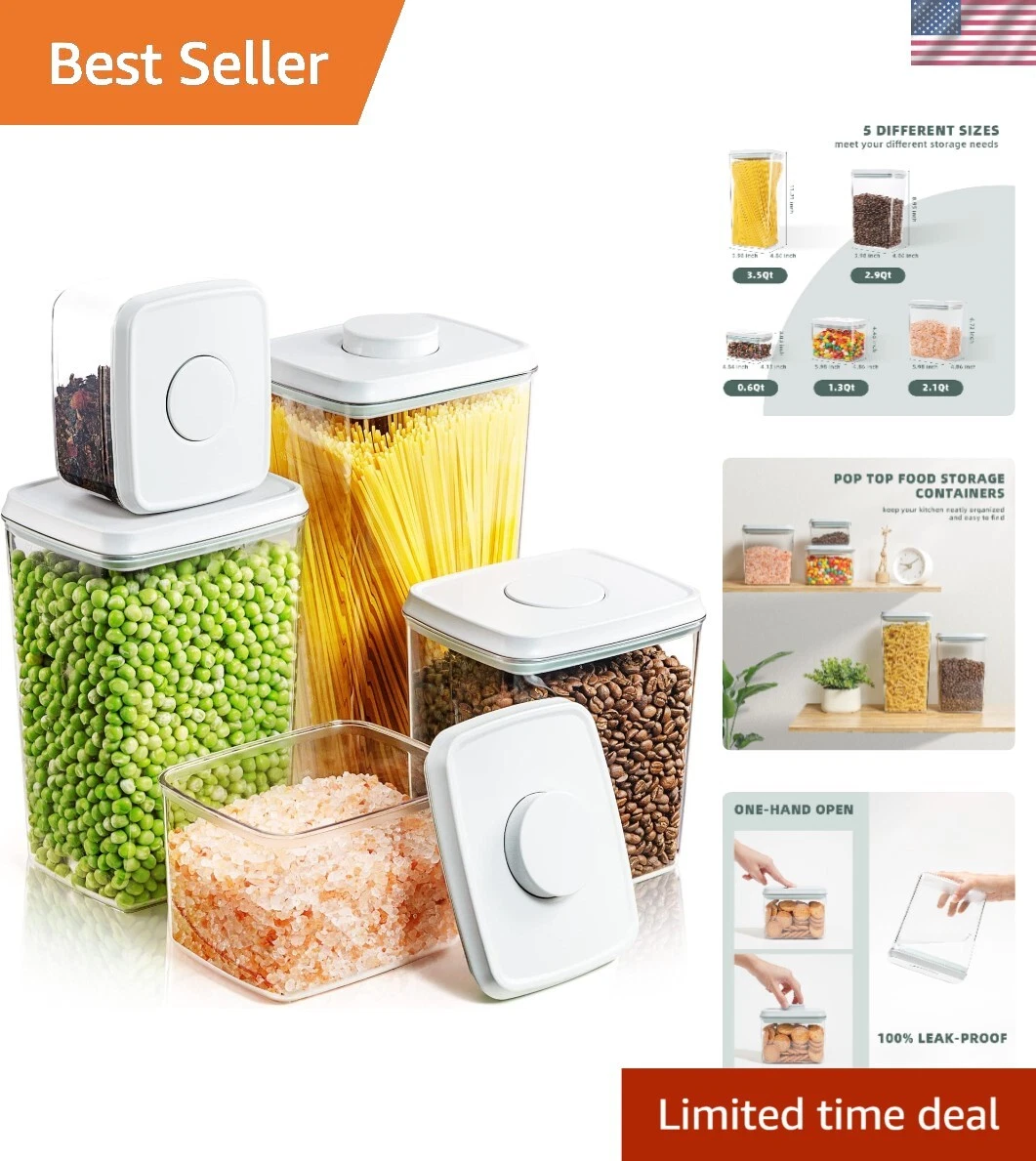 Versatile Stackable Food Storage Containers - 5 Sizes for Pantry Organization
Opens in a new window