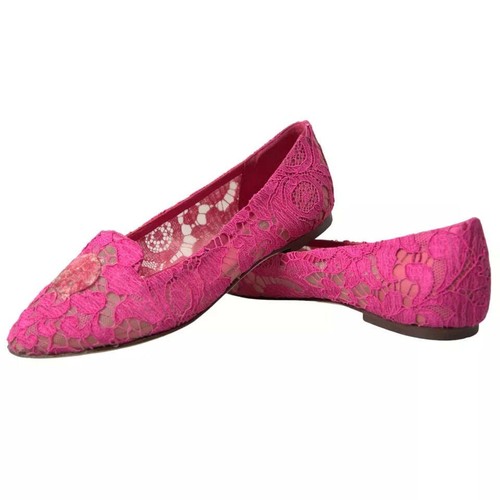 DOLCE&GABBANA Taormina Women Pink Ballet Flats Nylon Floral Lace Shoes Sz EU 36 - Picture 4 of 8