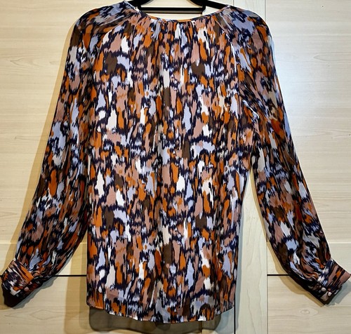 LK BENNETT ‘Agnes’ Burnt Orange, Black, Ivory Silk Blouse UK12 BNWOT Immaculate - Picture 4 of 8
