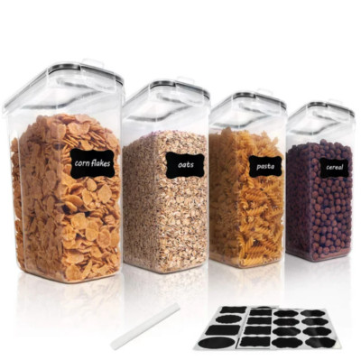 Storage Container Set of 4 Food Storage Containers, 135.2 fl oz, Black