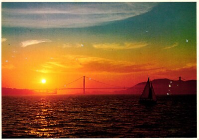 Autumn Sunset And The San Francisco Golden Gate Bridge California Postcard