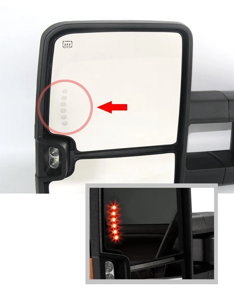 L+R Power Heated LED Signal Tow Mirrors For 14-18 Chevy GMC 1500 2500 HD Dynamic - Image 3 of 4