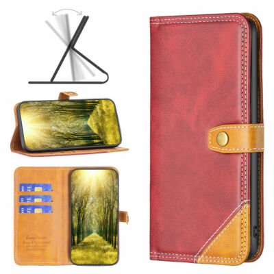Flip Splice Leather Wallet Stand Phone Case For iPhone 13 Pro Max Plus