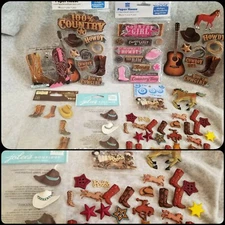 DRESS It UP Buttons, Paper house 3D Stickers WESTERN 80 Pieces**Super Cute***