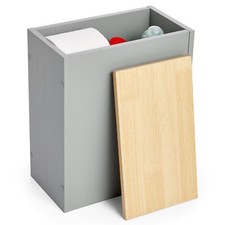 Bathroom Storage Box | Grey Toilet Roll Cleaning Tidy Unit Organiser | VonHaus