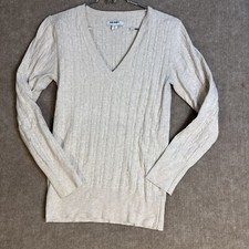 Cable Knit Sweater Women Med Lightweight Old Navy Preppy Neutral Grandpa Scandi