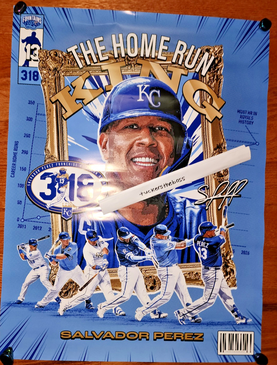 Salvy's Record-Breaking Home Run Poster KC Royals Salvador Perez Captain 318 NEW
