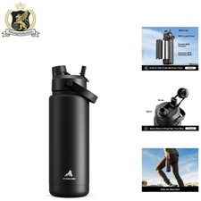 32 oz Double Wall Insulated Water Bottle Straw Spout Lid Included
