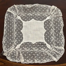 Delicate VTG Antique Linen Lace Wedding Heirloom Handkerchief Hankie