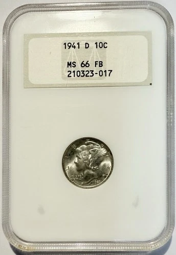 1941 D Mercury Dime FULL SPLIT BANDS NGC MS66 FB ‼️OLD FATTY HOLDER‼️