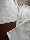 antique damask napkins x 5 Rose pattern 21.5” x 20.5”.  White.
