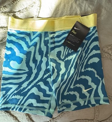 NWT NIKE dri-fit BAR SHORTS child large CL GYMNASTICS DANCE wild TEAL STRIPES