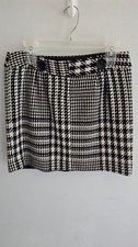 Vintage y2k womens wool houdstooth mini skirt, fully lined, lrg blk button...
