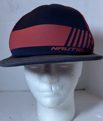 NAUTIQUE BOATS Black & Red Flat Bill Snapback TRUCKERS HAT by Threds