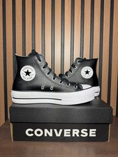Converse All Star Platform Hi LEATHER Black White 561675C US Women Sizes New