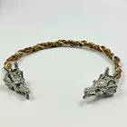 Dragon Head Torque Necklace Copper Gold Silver Tone Twisted Fantasy Gothic