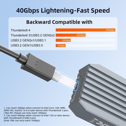 Alloggiamento SSD M.2 NVMe 40 Gbps - Capacità 8 TB e ventola rimovibile per Thunderbolt 3/4 - Foto 4 di 11