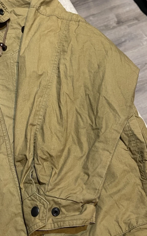 De Colección Chaqueta Orvis Para Hombres L Marrón Caza Campo Abrigo Con Capucha Forrado Exterior Cuero Foto 2 de 4