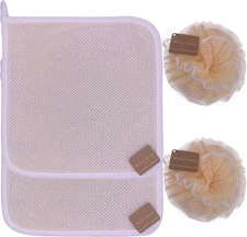 4 Pcs/Set 2 Soft Weave Home Spa Exfoliating Face and Body Wash Cloths