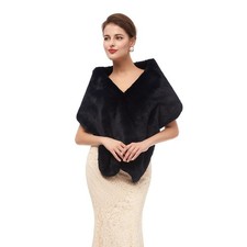Faux Fur Shawl Wraps Women Winter Scarf Wedding Stole Shrug Cape 1920s