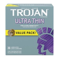 Trojan Ultra Thin Condoms For Ultra Sensitivity, Lubricated, 36 Count Value Pack