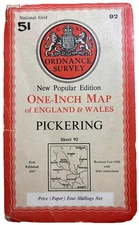 PICKERING Ordnance Survey Cloth Sixth Series One Inch 1947 Sheet 92 Malton
