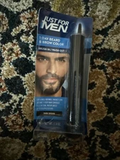New Just For Men 1 Day Beard & Brow Color Dark Brown Brush-In Wash-Out 0.3oz