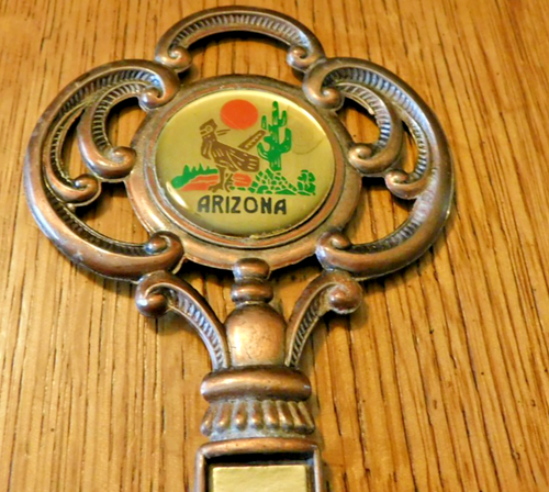 25-755 8" Vintage Copper Metal Arizona USA Road Rummer Thermometer Key Home Deco - Bild 3 von 6