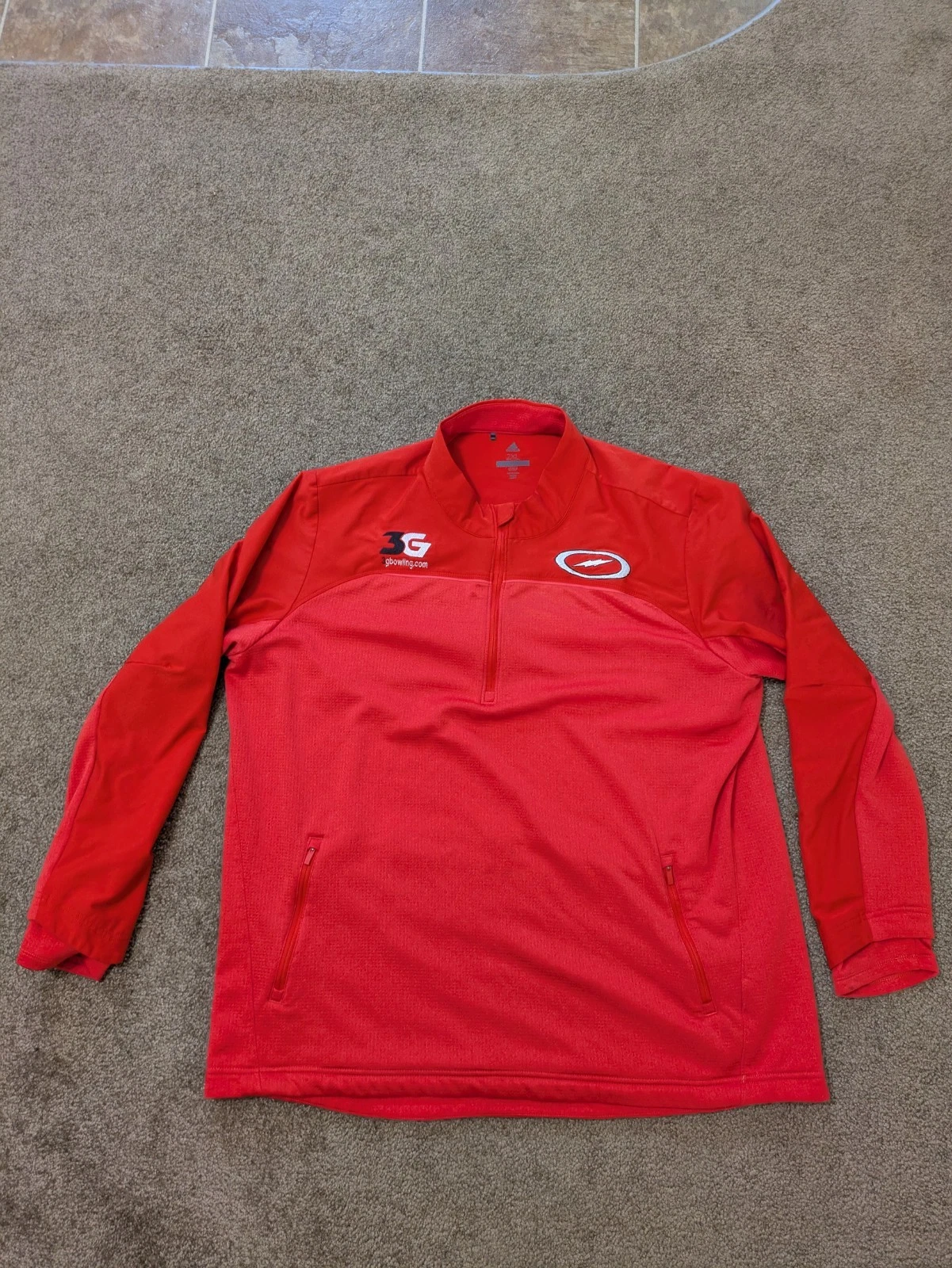 Adidas Golf Jacket Mens 2xl Xxl Red 3g Bowling Team Storm Logo