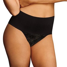 Maidenform Tame Your Tummy Lace Thong DM0049 Black Swing NWT Size Medium