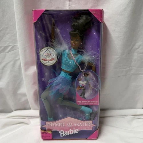 Barbie Olympic USA Skater Doll African American Mattel Vintage 1997 In Box  DMG